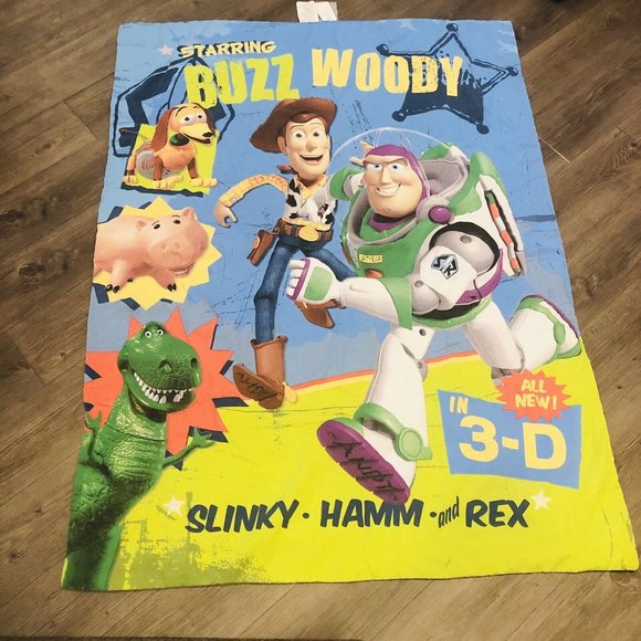 Disney Toy Story In 3-D Buzz Lightyear Woody Rex Comforter Blanket 40 x 53.5” - Picture 1 of 12